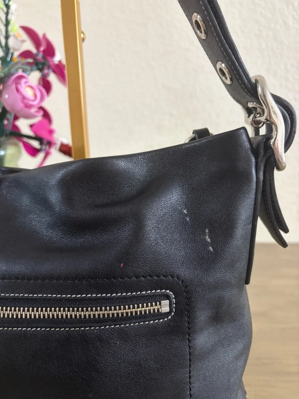 Coach 1415 Soho Slim Black Leather Hobo Fringe Tasseled Shoulder Bag Purse Y2K